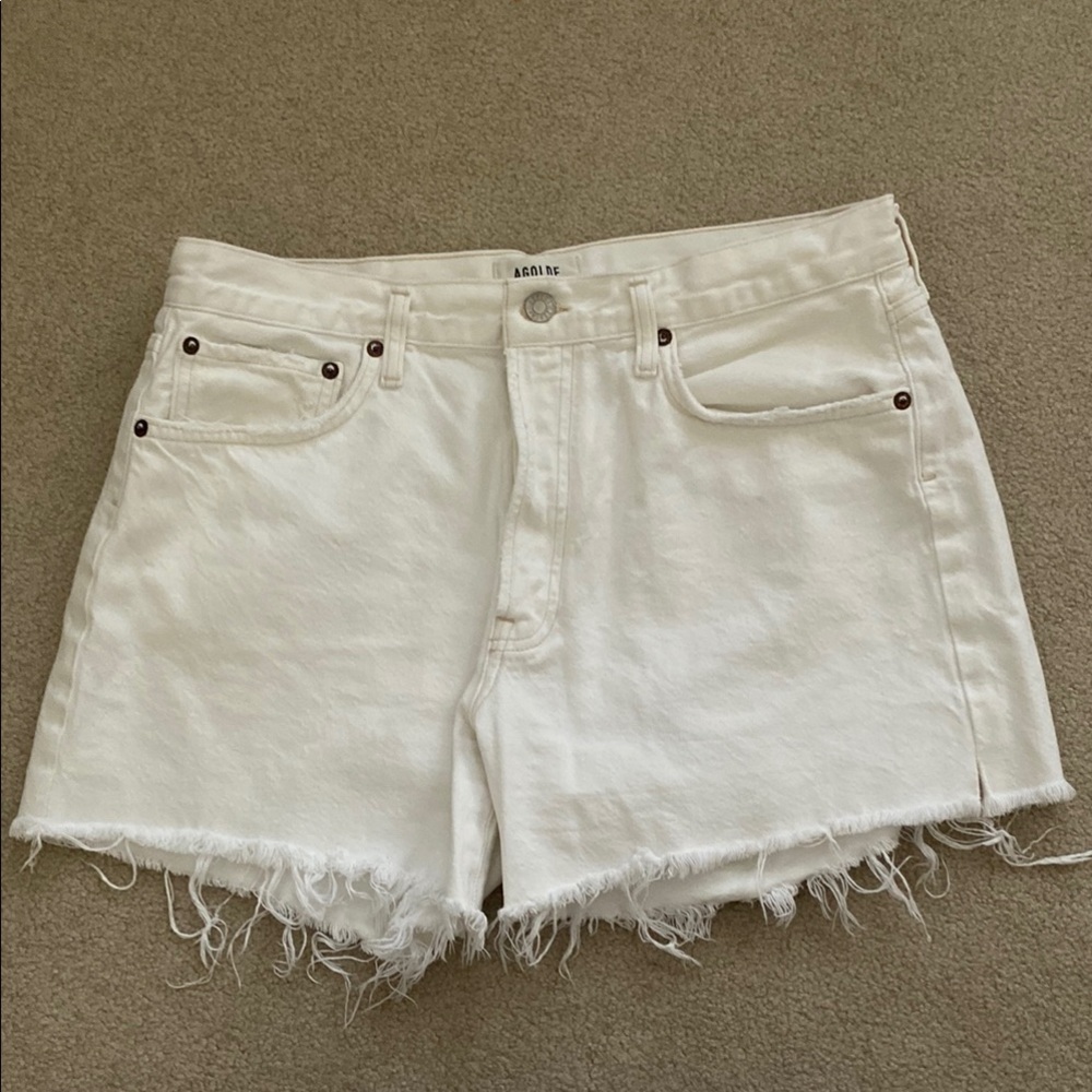 AGOLDE Women's Parker Long White Denim Shorts